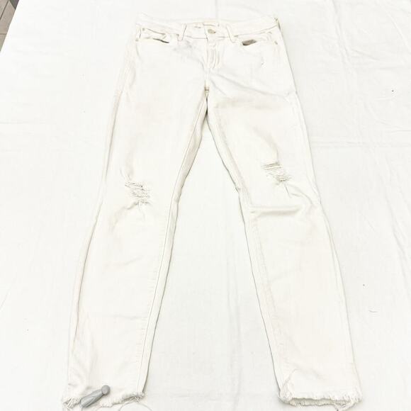 Mother Looker Ankle Fray Tea and Biscuits Cream White Denim Jeans Size 28 - Picture 2 of 9